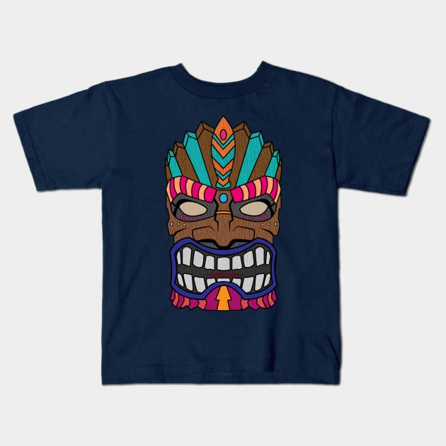 Tiki Totem Idol Mask Kids T-Shirt by Brobocop